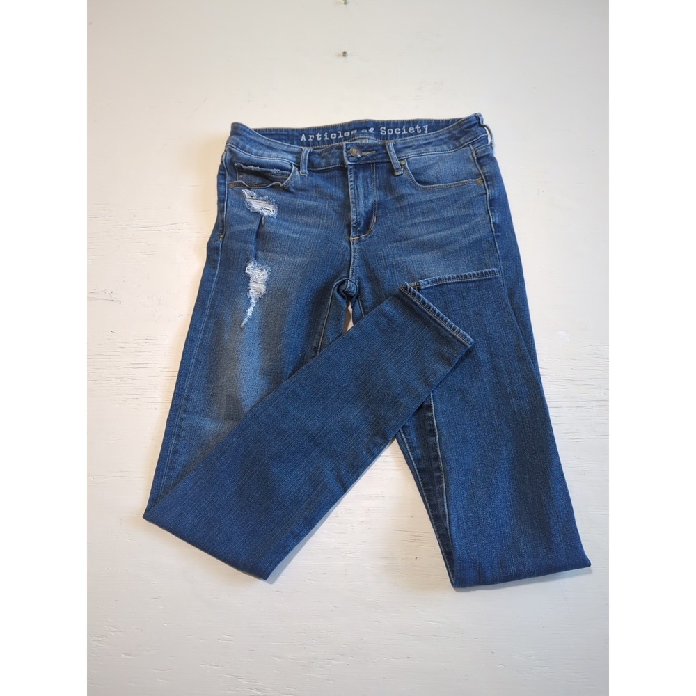 Articles of Society womens distressed skinny jeans size 27 stretch med wash